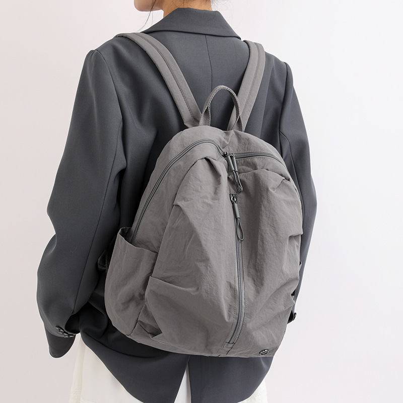 Korean Ins Simple Pure Color Computer Backpack University Junior High School Bag Campus Commuter Bag School Bag Lightweight