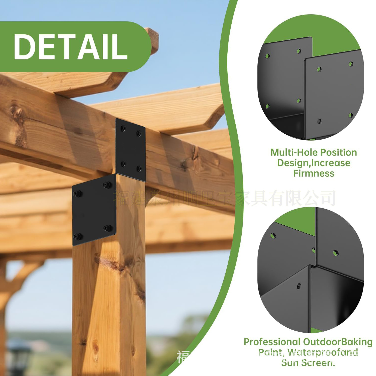 Conector en U para Columna de Madera para Pabellones y Casas de Madera
