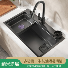 Grey nano gun stainless steel 304 manual washbasin dishwasher undermount sink for kitchen home use