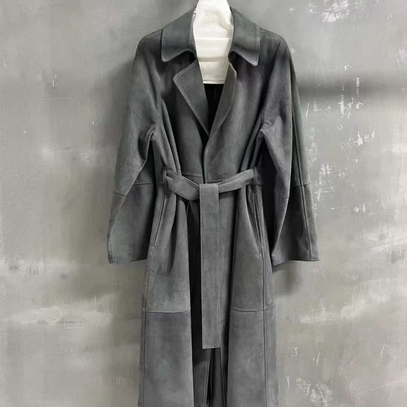 Autumn and Winter New Style Genuine Leather Jacket for Women, Long Mixed Sheepskin Suede Jacket, Versatile and Fashionable Autumn and Winter New Style Genuine Leather Jacket for Women, Long Mixed Sheepskin Suede Jacket, Versatile and Fashionable