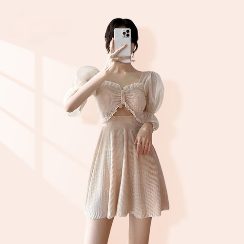 Women's Swimsuit, Skirt-style One-piece Korean Version, Ins-style Super Fairy Conservative, Cover Stomach, Slimming, Teenage Girl, Hot Spring Vacation Swimsuit, Wholesale