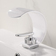 Cross-border basin waterfall faucet wide mouth full copper brushed black cold and hot water countertop basin faucet large flow