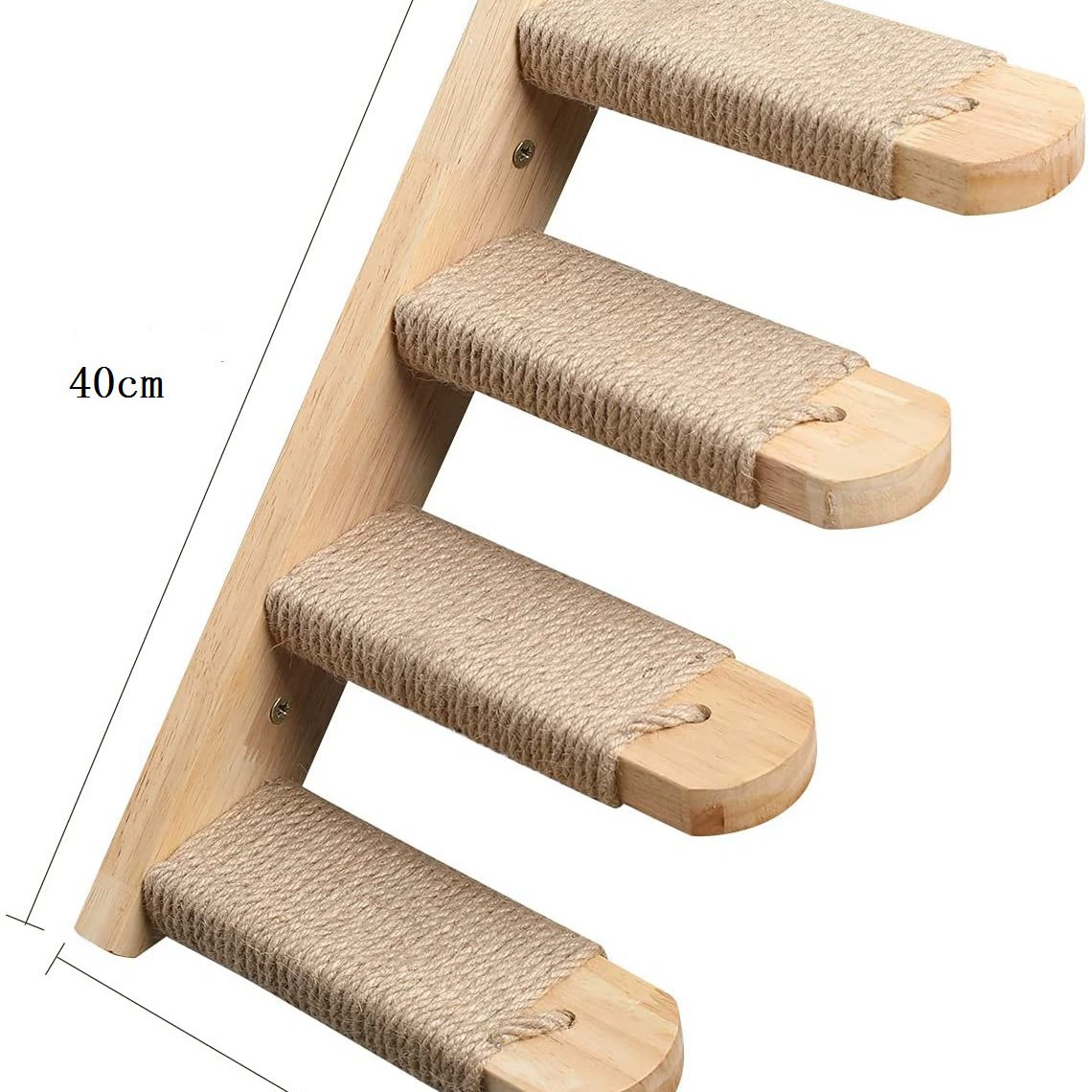 Кошка-раб Настенная стойка для скалолазания для кошек Настенная четырехступенчатая лестница для кошек из цельного дерева с сизалем Настенная настенная шлифовка без пола