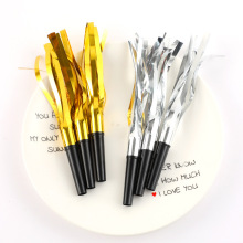 创意派对金色雨丝吹龙口哨儿童生日派对吹龙玩具气氛助威道具6支