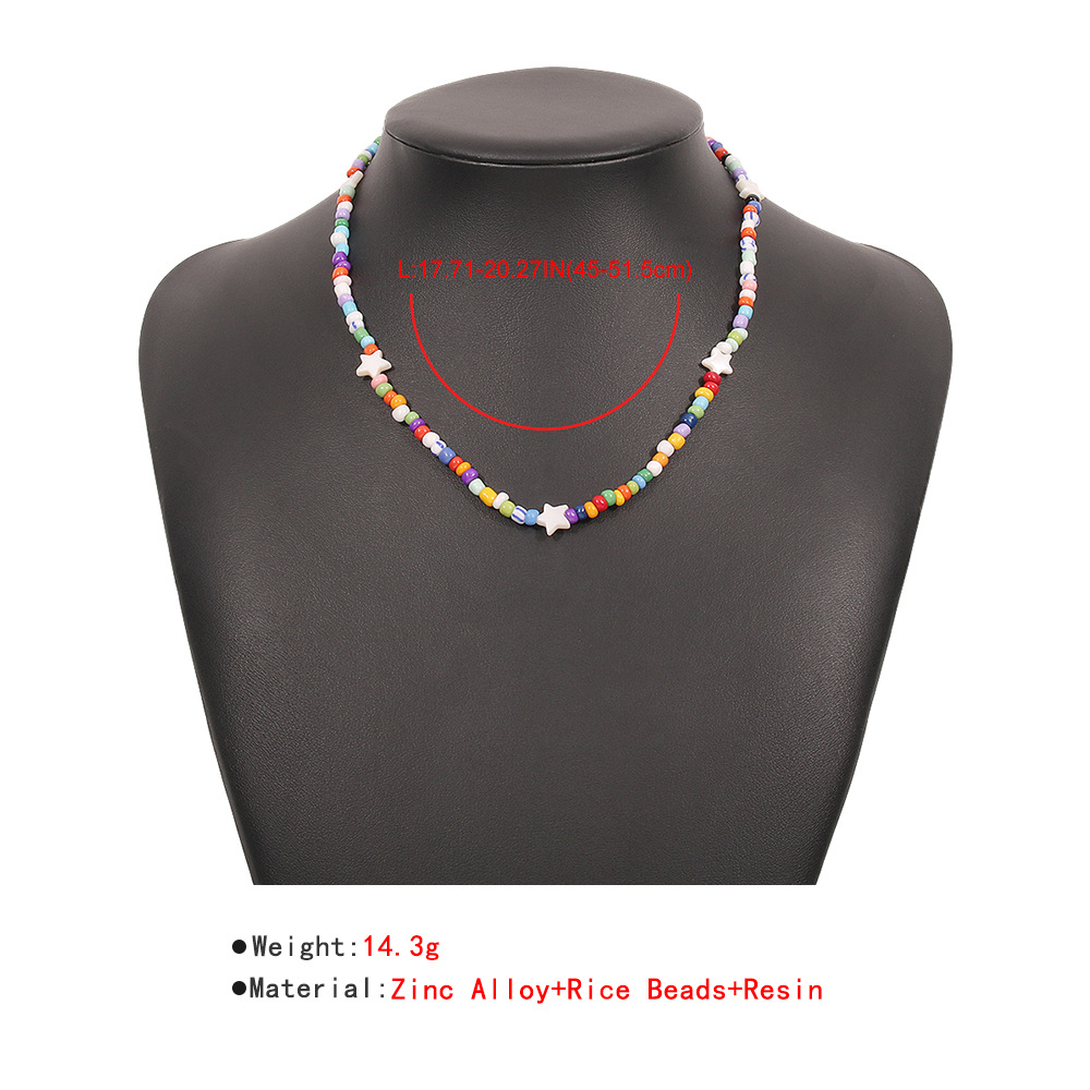 Bohemian Contrast Color Resin Beads Necklace display picture 56