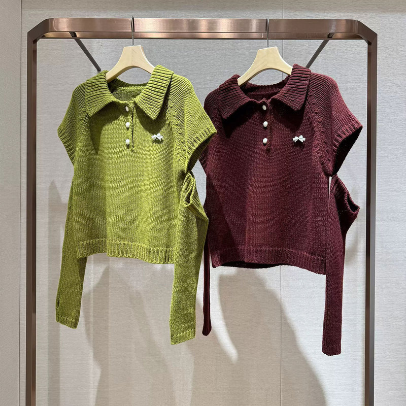 Moshuweiya 2026 Autumn New Fashion Versatile Detachable Long Sleeve Polo Collar Knit Sweater XSJ4M09D