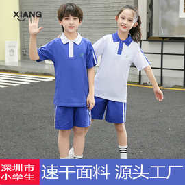 深圳市小学生校服套装夏季短袖男女统一速干t恤儿童装幼儿园园服