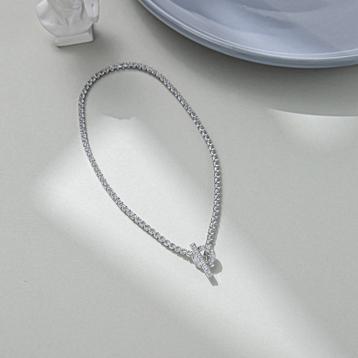 Fashion Geometric Copper Inlay Zircon Necklace 1 Piece