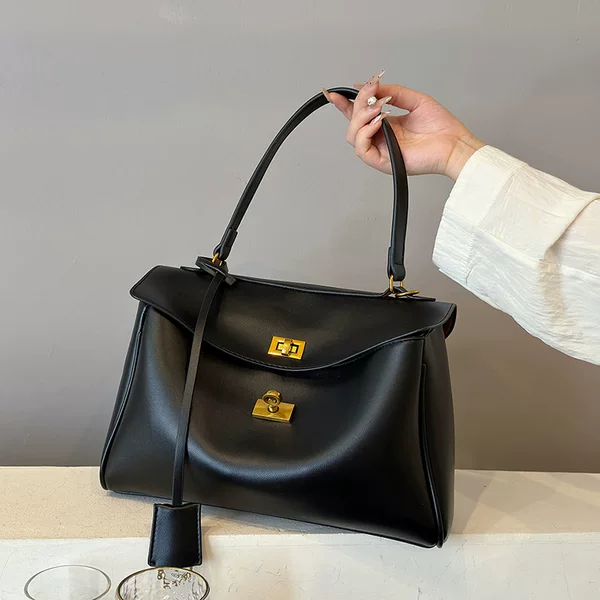 French High-end Texture Soft Top Tote Bag Women's Simple Large Capacity Elegant Underarm Shoulder Bag Commuter Crossbody Bag