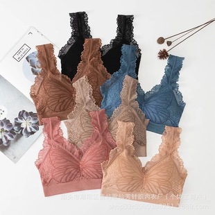 Factory Direct Seamless Beautiful Back Gathering Sexy Lace Butterfly Pattern Beautiful Back Women's Chest Wrap Shockproof Fitness Underwear