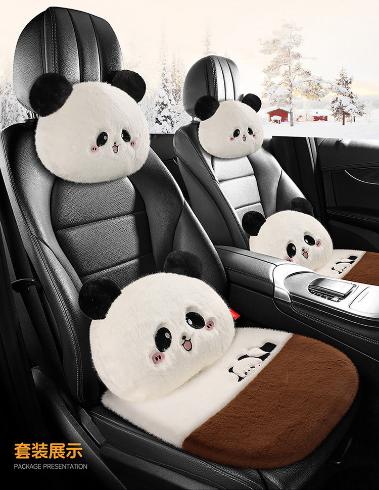 Winter car seat cushion cartoon plush cushion car seat cushion rear universal warm three-piece plush non-slip seat