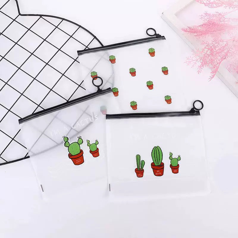 文件袋笔袋独角兽拉环袋化妆品包装袋首饰品密封袋仙人掌指环袋子