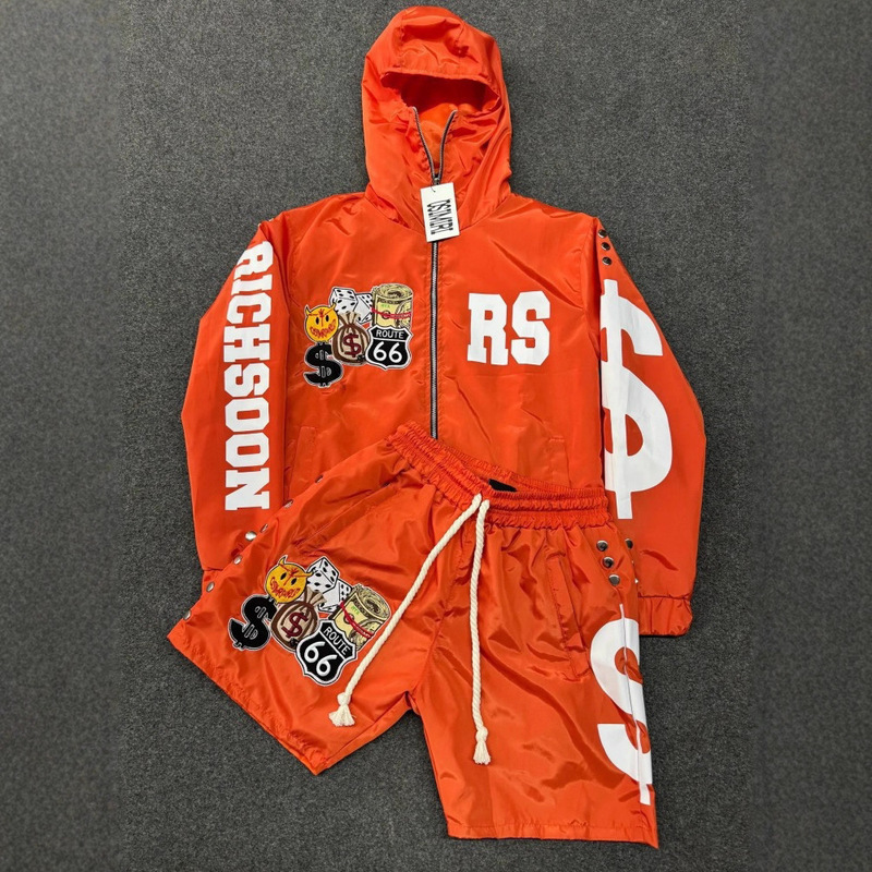 Cross-Border Hot-Selling Retro Zip-Up Hoodie and Sweatpants Set for Men and Women, Street Fashion Hooded Top and Pants Set