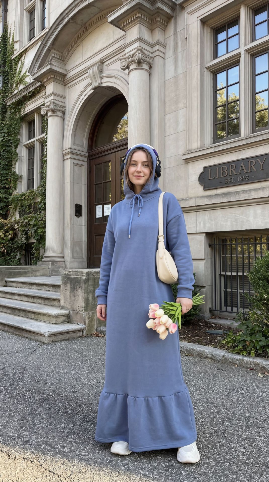 Women's Long Knitted Hoodie Dress - Slim Fit Tunic For Fall Winter, Casual Stretch Maxi Dress With Front Pockets_ecoleips.com