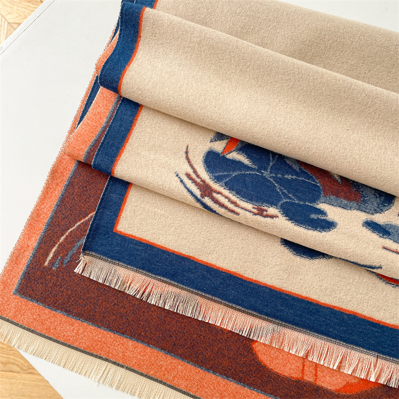 Kaschmir hand fühlen frauen, herbst und winter Chinesischen stil lotus teich warm i mitation kaschmir schal, dicken doppelseitigen_voghion.com