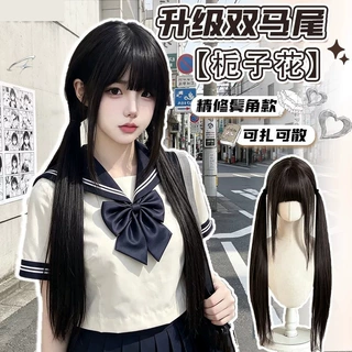 【栀子花】假发女全头套精修加长鬓角Lolita双马尾长直发假发头套