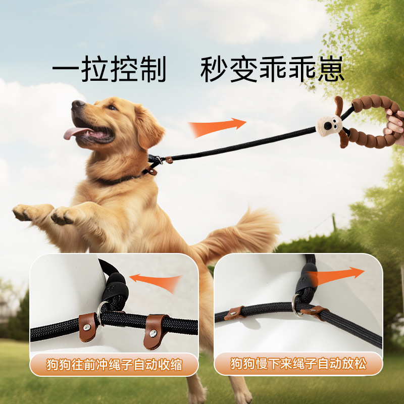 Cuerdas de tracción para mascotas dibujos animados dibujos animados p cuerda atmósfera de otoño y invierno Maillard cabello dorado para caminar cuerda de perro