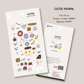 跨境韩国BONITO泡棉B6044可爱动物贴画玩具手机水杯装饰手账贴纸