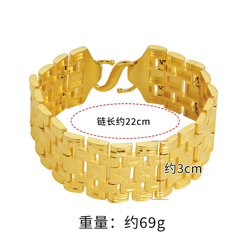 Cadena de tanque de oro cadena de reloj de los hombres pulsera gruesa al por mayor de largo tiempo no se desvanece tridimensional todo partido pulsera dominante moda