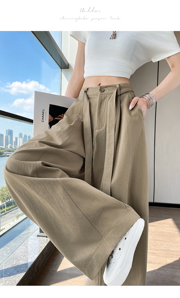 Quần culottes nữ ống rộng cạp cao chất liệu lụa mỏng mùa hè — Trắng thường xuyên chi tiết 27