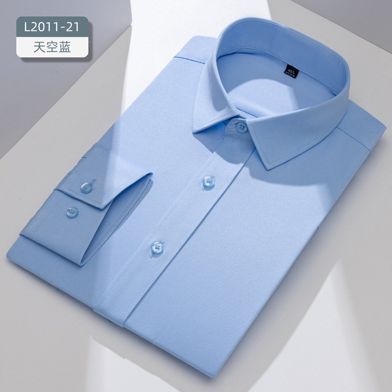 Camisas de hombre de manga larga elásticas comerciales delgadas antiarrugas camisa blanca ropa de trabajo ropa de trabajo camisa de trabajo hombre image 9