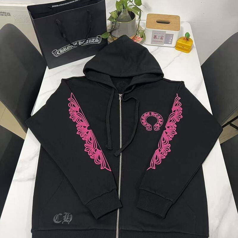 2026 New Cross-Border Ch Hoodie with Cross and Pink Horseshoe Design, Couple's Hooded Sweatshirt, Trendy Brand D 2026 New Cross-Border Ch Hoodie with Cross and Pink Horseshoe Design, Couple's Hooded Sweatshirt, Trendy Brand D
