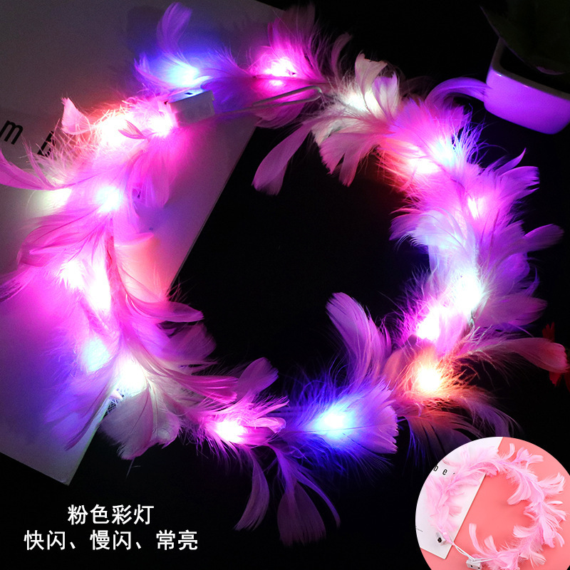 10 Luces Ángel pluma de ganso Garland (pluma rosa/luz rosa)