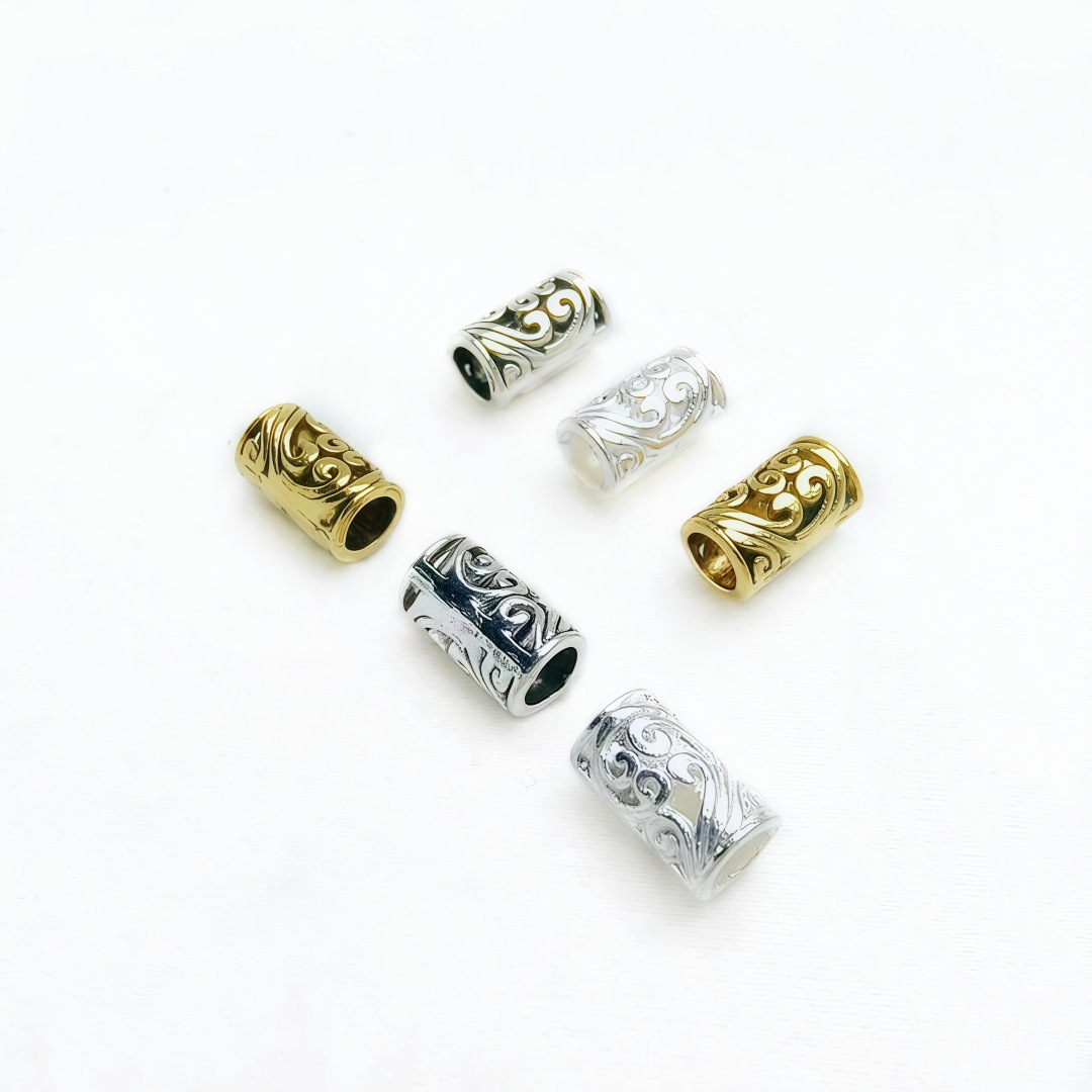 藏银复古祥云镂空大孔隔珠红手绳串项链散珠桶珠 diy饰品配件批发