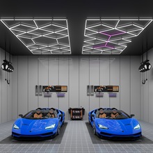 高能2025跨境新款菱形极光车库灯洗车店蜂窝灯汽车美容led工位灯