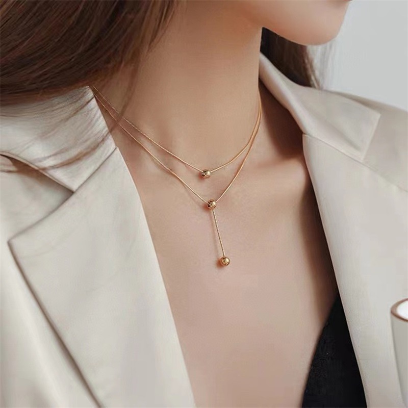 Simple Style Geometric Titanium Steel Plating Layered Necklaces