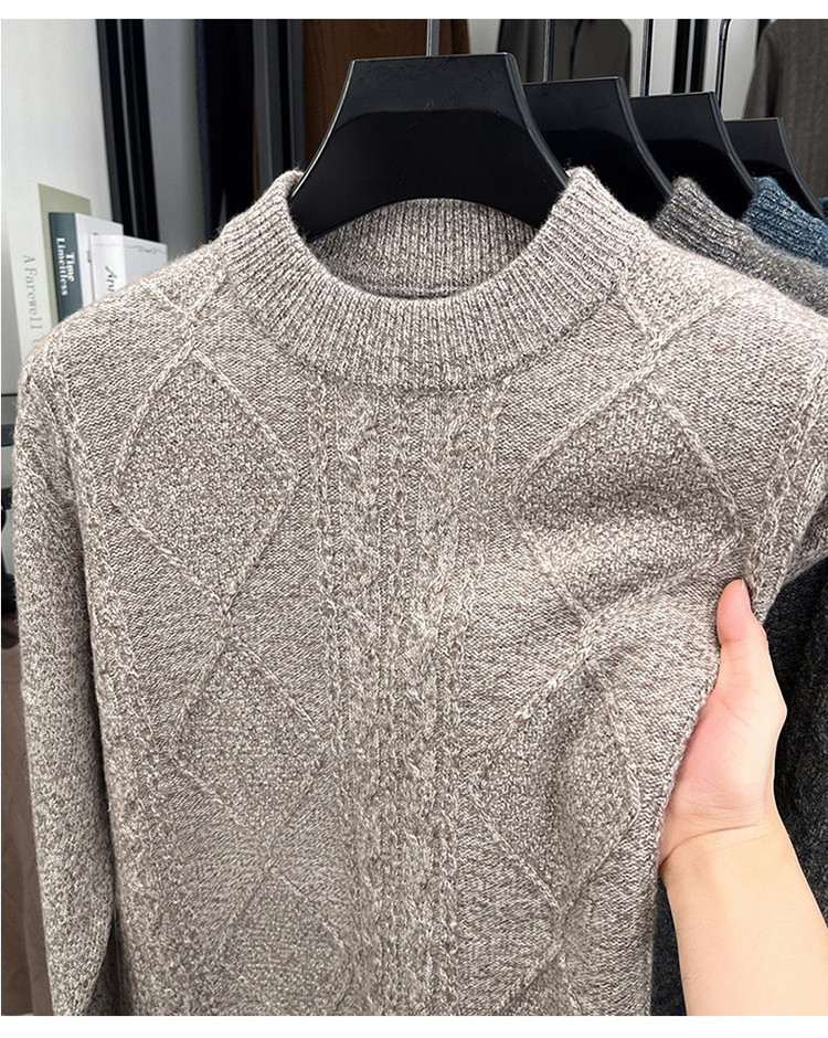 Temporada de otoño y invierno nuevo 100% puro suéter de lana para hombres cuello redondo suéter suelto suéter de lana