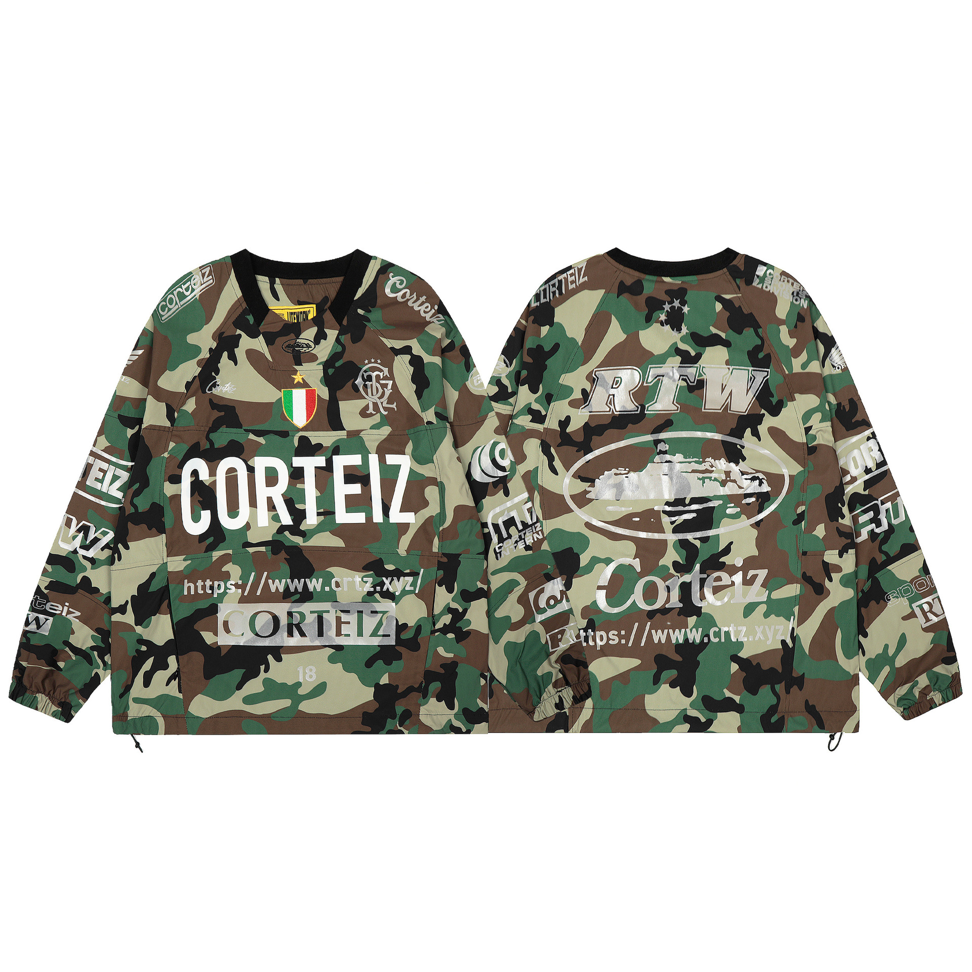 Corteiz marca de moda estadounidense Alcatraz con cremallera sudadera con capucha suelta traje de calle con estampado de letras suéter hombres