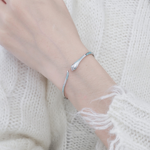 Ocean Blue Snake Shape Bracelet, Niche Design, Instagram Cold Wind, High-End Sense of Style, Personality Fashion, Trendy and Cool, Light Luxury Band