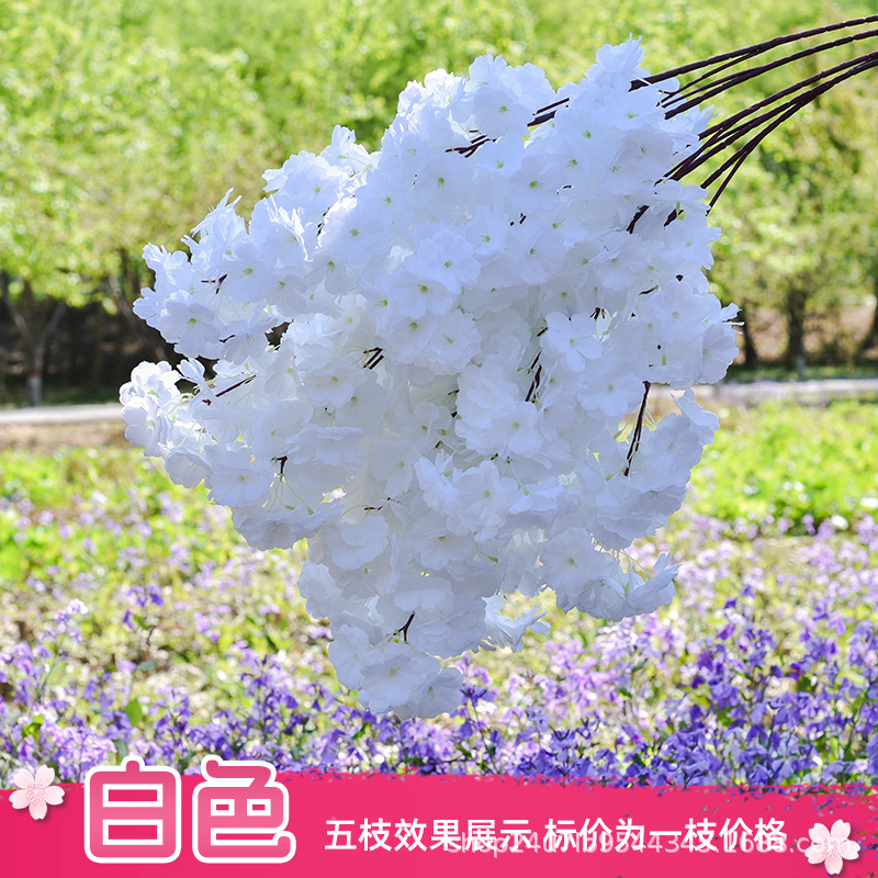 Simulación de flores de cereza flores de melocotón flores de pera flores de ciruela flores de bodas flores falsas vid decoración jardín balcón red de manglares paisaje de pared