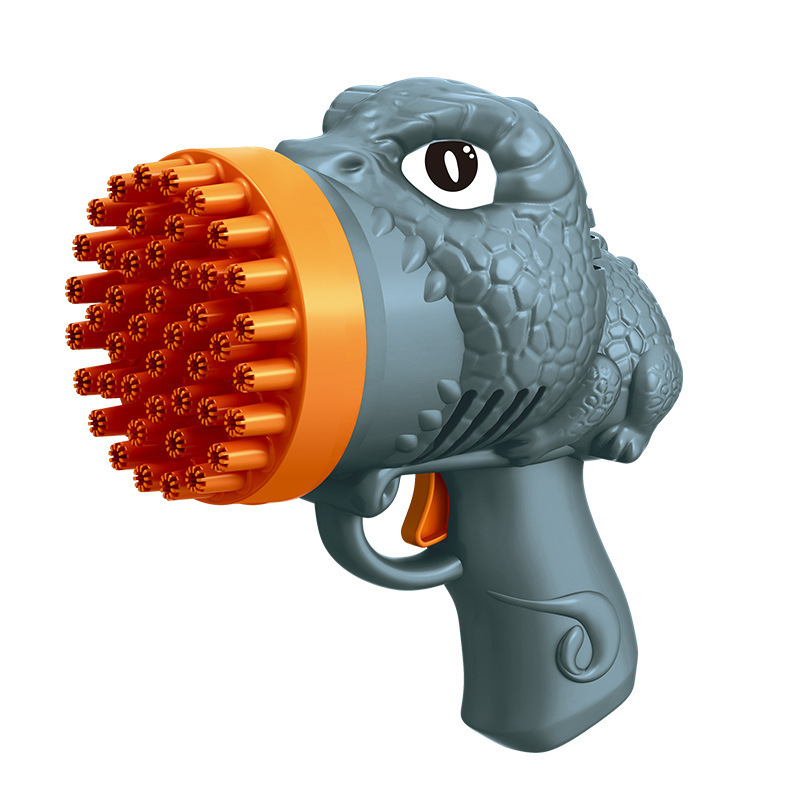 Nuevo producto transfronterizo Dinosaur Bubble Gun Bubble Toy 44 hoyos Gatling Bubble Machine Puesto de juguetes para niños porosos