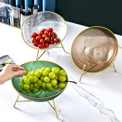 Gold Edge Famous Fruit Plate for Home Living Room Coffee Table Fruit Plate Snack Plate Candy Nuts Luxury Simple Ins Style
