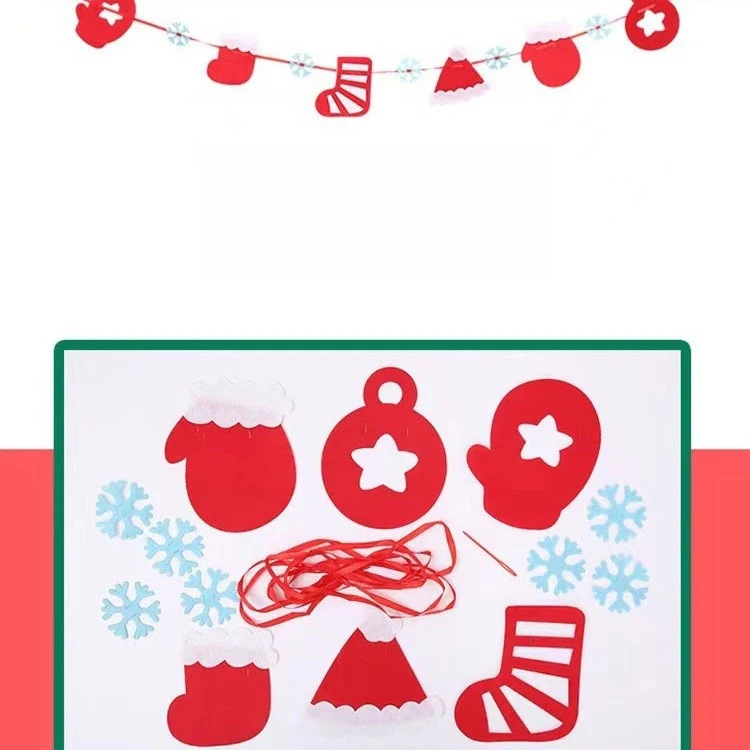 Decoraciones navideñas de fieltro, adornos colgantes para árbol de Navidad, banderas coloridas, letras de tela no tejida, pancarta navideña de fieltro
