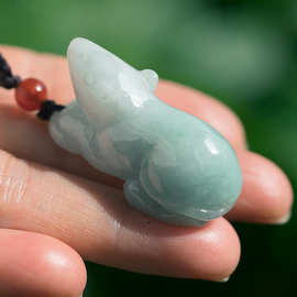 缅甸翡翠鼠吊坠 生肖玉鼠玉挂件鉴定玉鼠玉老鼠立体玉鼠