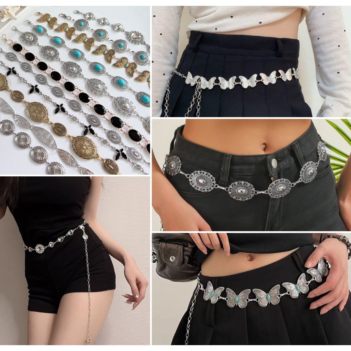 欧美跨境波西米亚金属腰链女复古百搭连衣裙束腰装饰链条现货批发