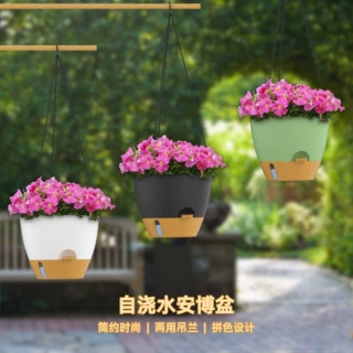 厂家直销亚马逊电商可视水位侧方加水自吸水塑料庭院绿萝吊篮花盆