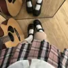 White peach fragrant plaid skirt