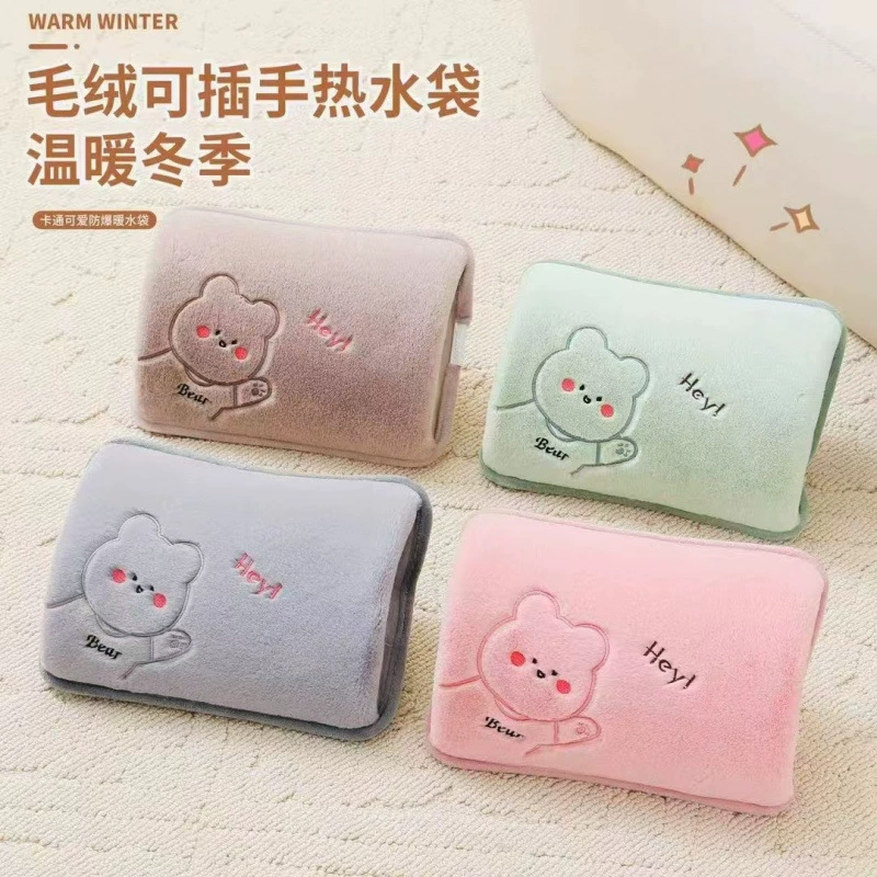 [厂家批发款毛绒卡通电热水袋暖手宝暖腰暖肚子可双插手暖水袋]