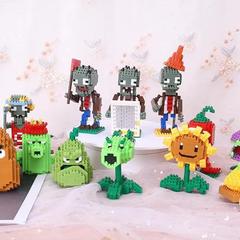 植物戦ゾンビの小粒の積み木の置物子供の大人のパズルのおもちゃの卸売り