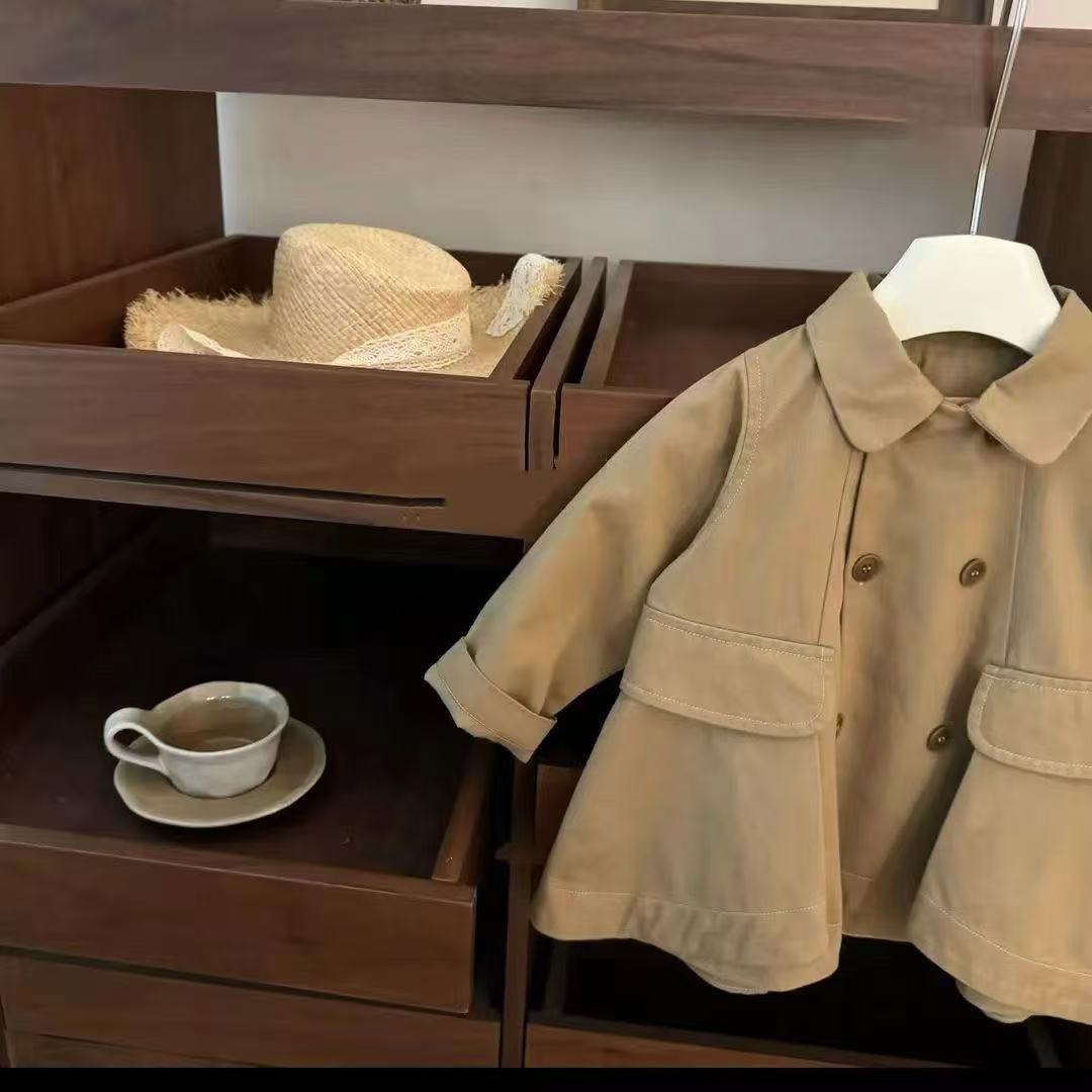Chaqueta de niña ropa infantil de primavera europea y americana nueva moda de niños de doble botón chaqueta de niños