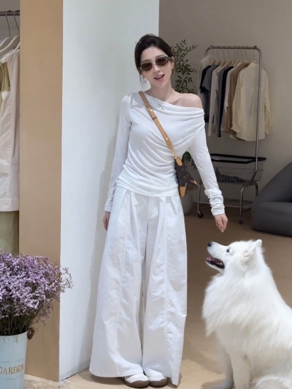 爆款设计感后背镂空长袖t恤女2025早秋新款休闲一字肩防晒衫上衣|undefined