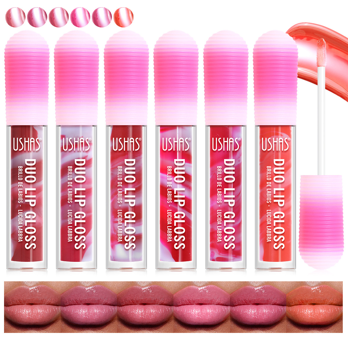 USHAS European and American Cross-border spot lápiz labial líquido esmalte de labios brillo de labios taza antiadherente brillo de labios no decoloro UC062