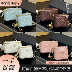 新款女包时尚日常出行小香风单肩包精致皮质盒子包链条包现货
