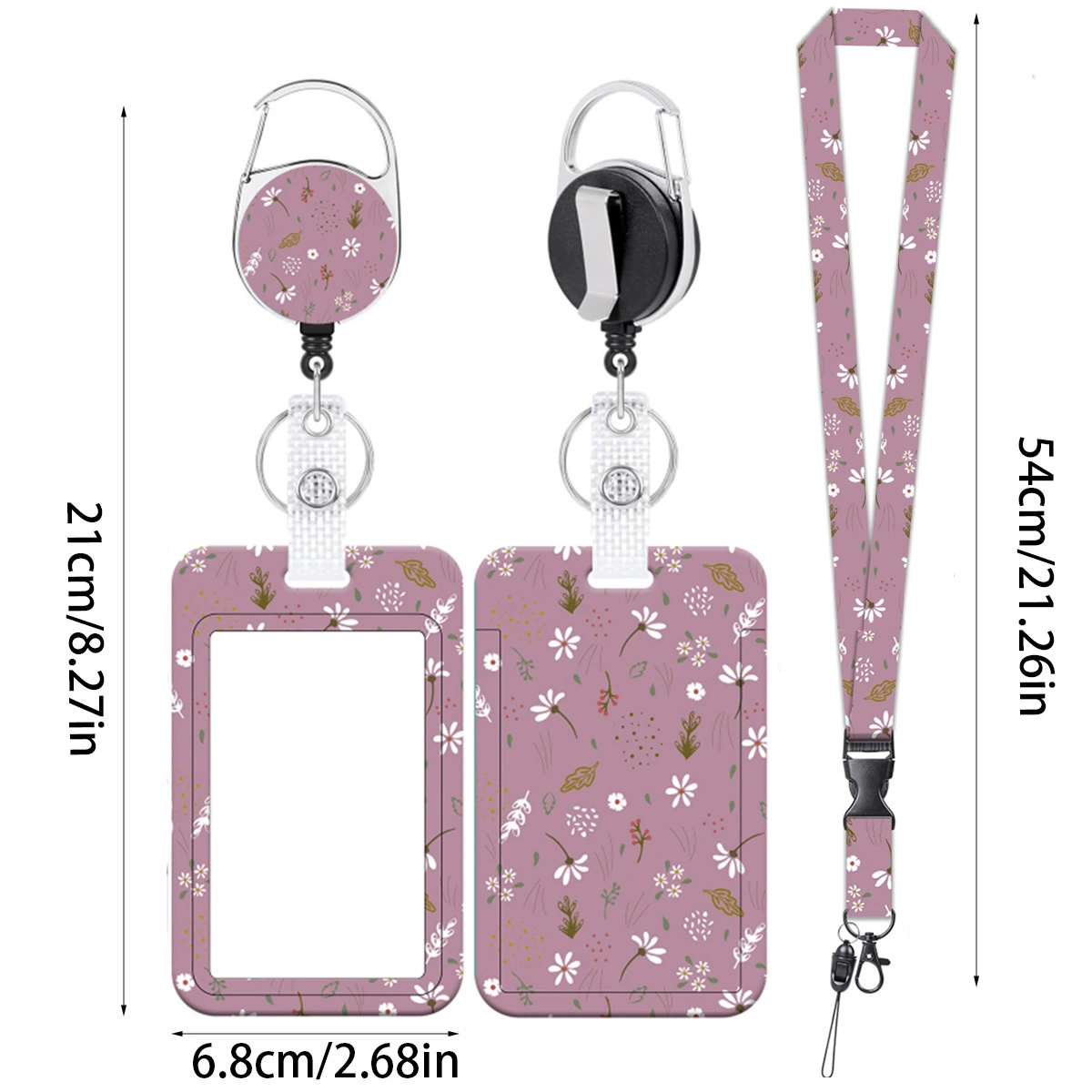 Cute removable card holder, strap, set, flowered