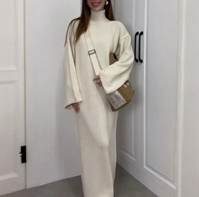 现货2024秋季新款跨境欧美外贸女装针织高领毛衣气质时尚连衣裙女
