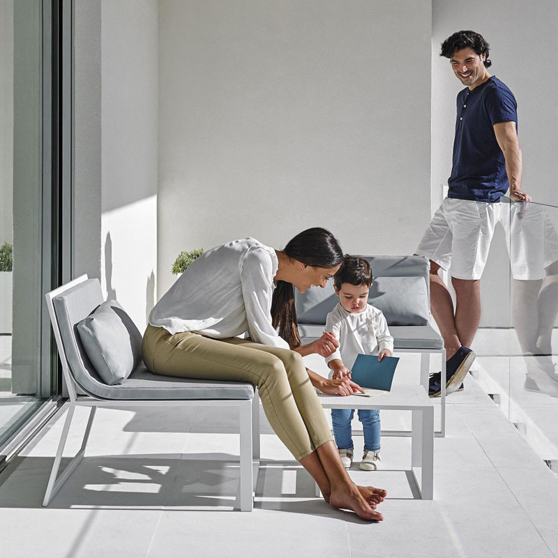 Sofá al aire libre minimalista nórdico combinación de asientos de acero inoxidable patio al aire libre jardín ocio impermeable muebles de protección solar